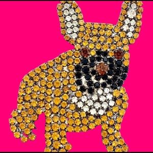 French Bulldog Puppy Brooch - Crystal Canine Pin